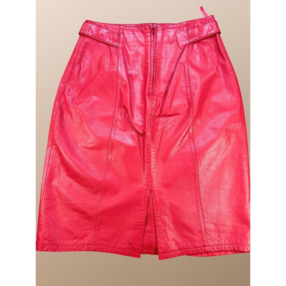 Jacqueline Ferrar Pink Leather Pencil Skirt Size 10 Vintage High Waist